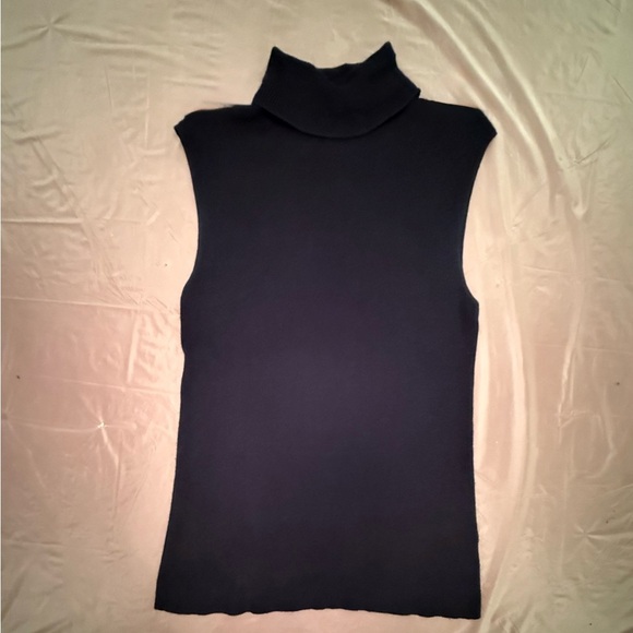 Jones New York Dark Navy Ribbed Turtleneck Tank Top Sweater Size XL - Picture 2 of 7